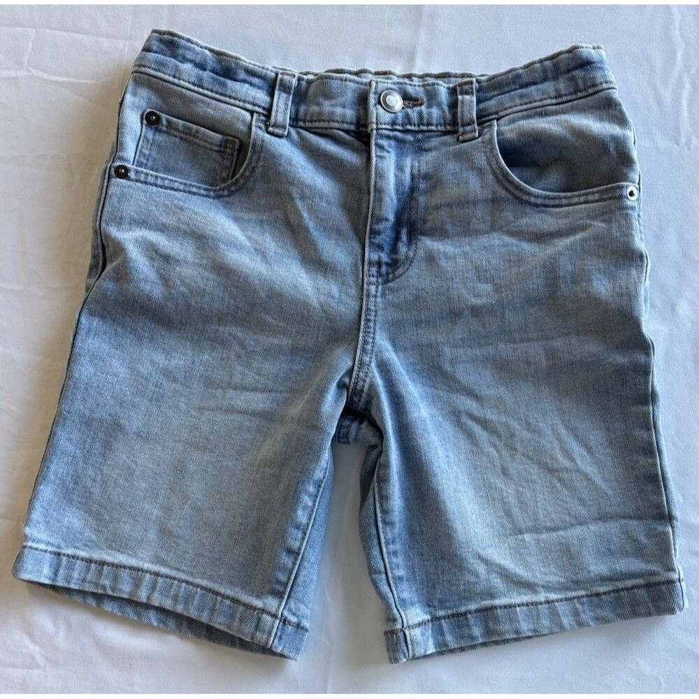 Wonder Nation Boys Sz 12 Denim Jean Shorts Light Wash Blue Adjustable Waist